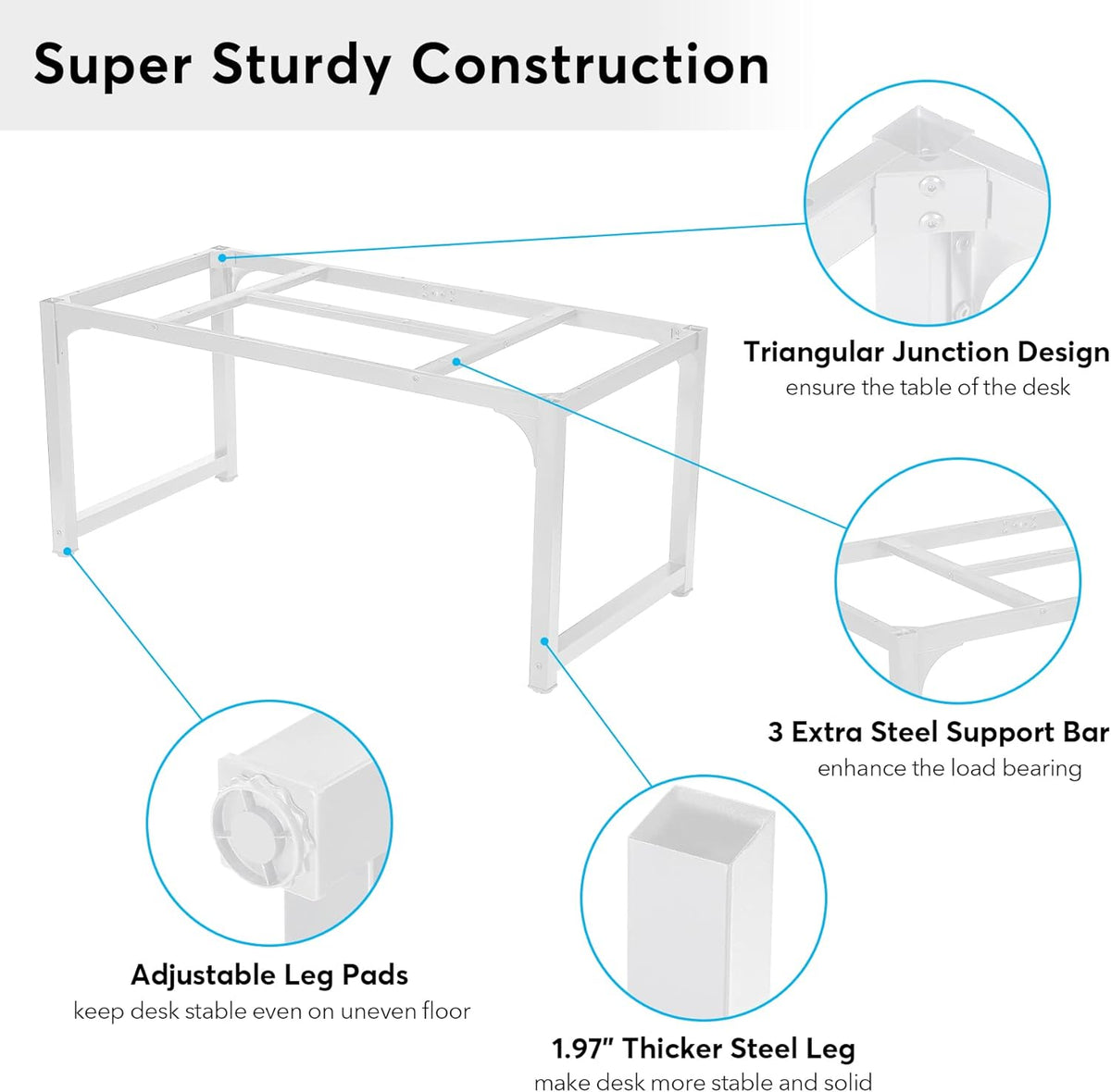 Tribesigns Computer Desk 160x80CM Large Industrial Desk for Home Office, PC and Laptop Workstation with Spacious Worktop and Leg Space, Sturdy Metal Frame (White)