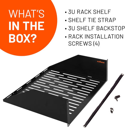 ECHOGEAR 3U Rack Shelf - Universeel ontwerp werkt met elk rack - Geschikt voor 75bs servers, netwerkapparatuur of AV-apparatuur - 15" diepe stalen plank met geventileerd ontwerp - Installatie hardware