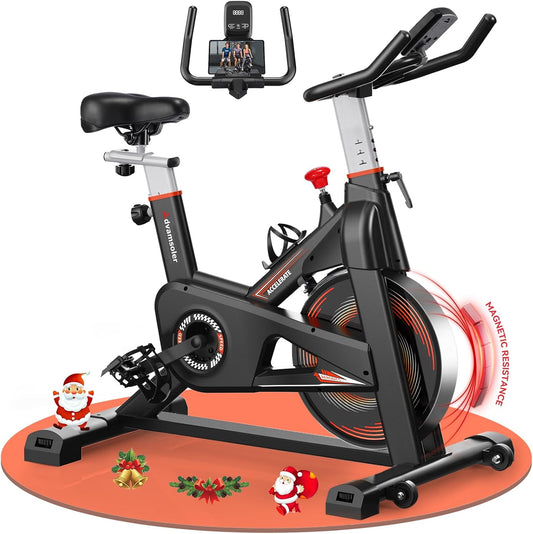 Hometrainer, fiets met magnetische weerstand, ergometer, hometrainer, fiets met lcd-monitor, tablethouder, indoor spinning bike voor cardio-training, 160 kg belastbaar