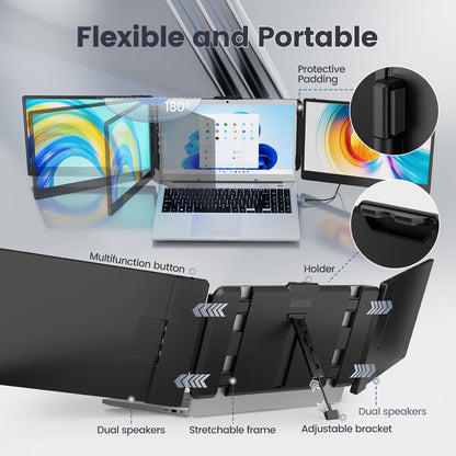 14" Draagbare Monitor – Extern Scherm – Laptop Display – Second Screen – Portable Screen – Full HD IPS Scherm – Compatibel Met 13,3” - 17,3” Laptops