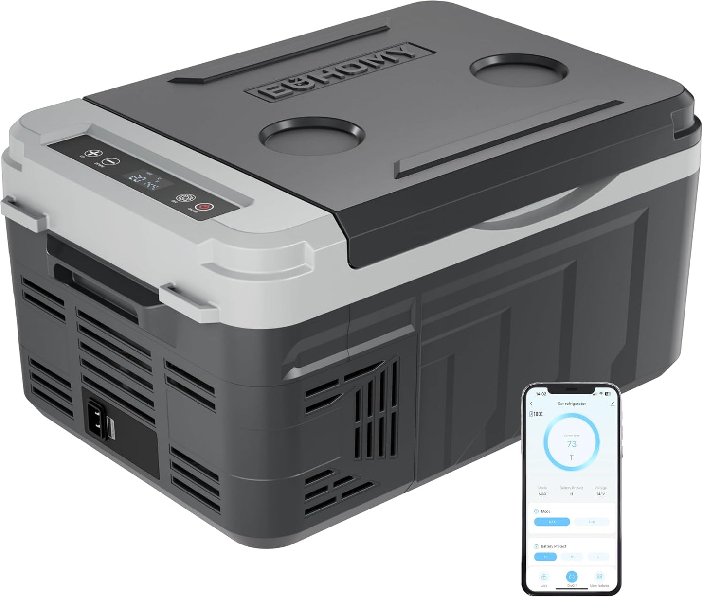 EUHOMY Draagbare koelbox voor compressor 10 l (-20 °C ~ 20 °C), DC 12/24 V AC 230 V draagbare compressor met app-bediening, 15 minuten snelle koeling, ECO/MAX modi