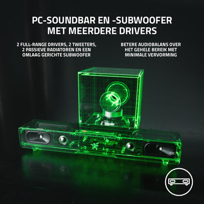Razer Leviathan V2 - Soundbar met subwoofer voor pc-gaming (THX Spatial Audio, Bluetooth 5.2, Razer Chroma RGB) Zwart
