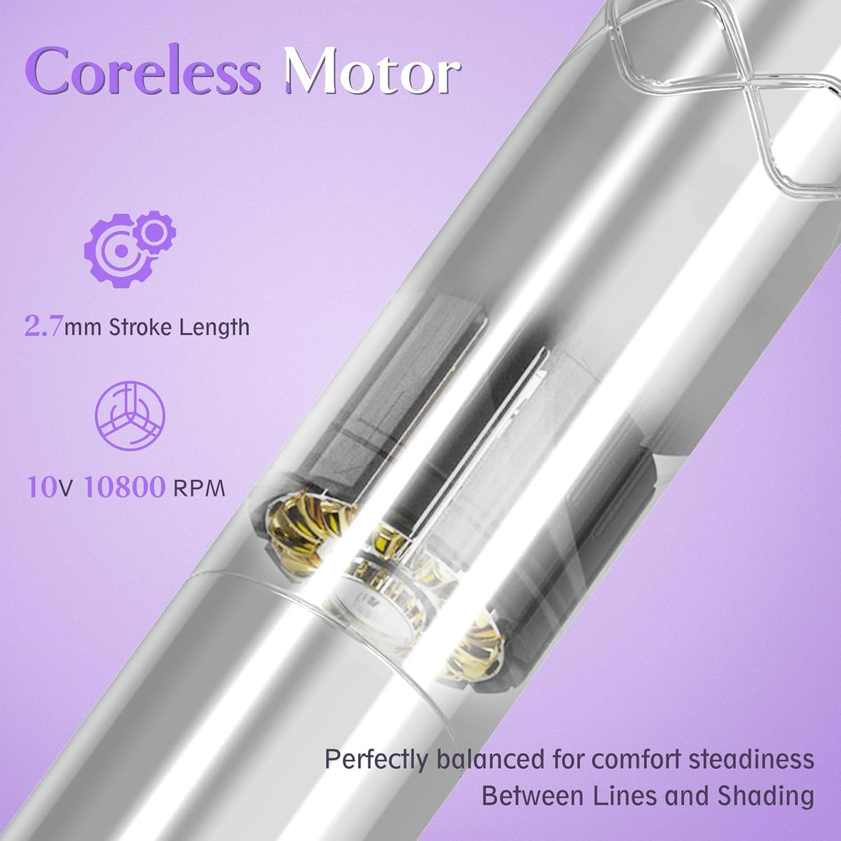 EZ Draadloze Tatoeage Machine - Permanente Makeup Tatoeage Pen Machine met 3 stuks Batterijvoeding voor Tatoeëerder en Tatoeage Beginner (LOLA AIR Zilver)