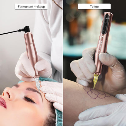 Biomaser P90 PRO Semi-permanente make-upmachine, draadloze en bekabelde make-upmachine voor wenkbrauwen, eyeliner en lippen (roségoud)