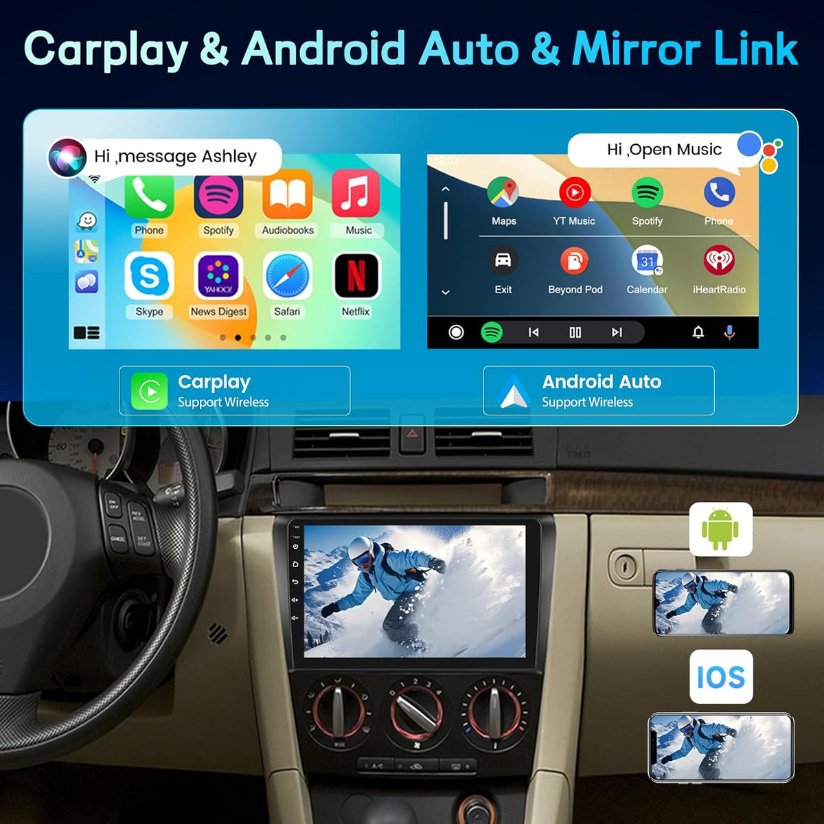 Autoradio Mazda 3 – Android Multimedia Systeem – Navigatie Systeem – Auto Stereo – Auto Radio – 9 Inch Touchscreen – Draadloze CarPlay & Android Auto