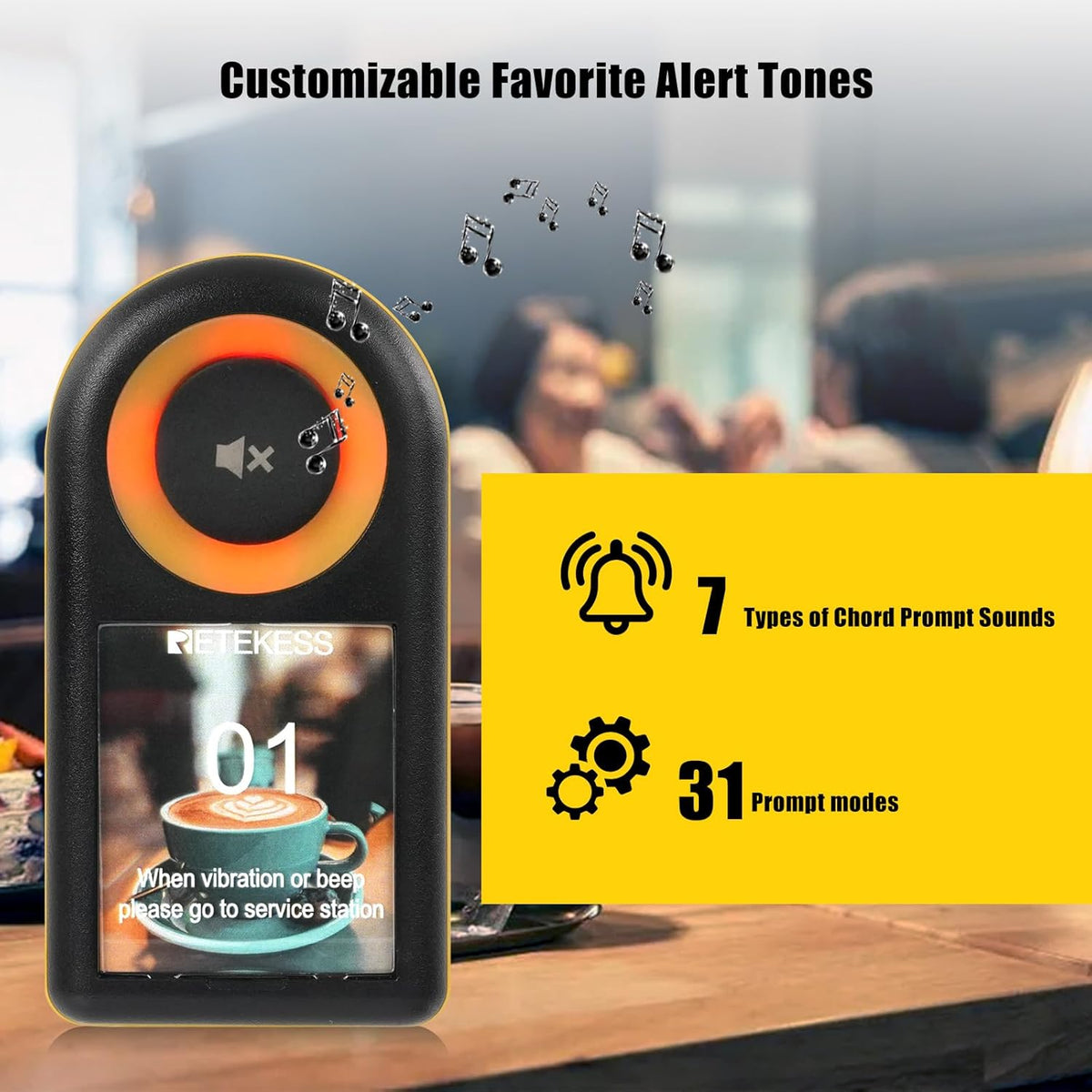 Retekess TD169 Call System Restaurant, Pager System, 500M, Alarm Outside Range, 7 Ringtones, 31 Prompt Modes, 24 Hours Stand By Time, IP67, Calling System Pager for Cafe, Bars, Hotel (20 Pagers) - QUORE
