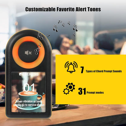 Retekess TD169 Call System Restaurant, Pager System, 500M, Alarm Outside Range, 7 Ringtones, 31 Prompt Modes, 24 Hours Stand By Time, IP67, Calling System Pager for Cafe, Bars, Hotel (20 Pagers) - QUORE