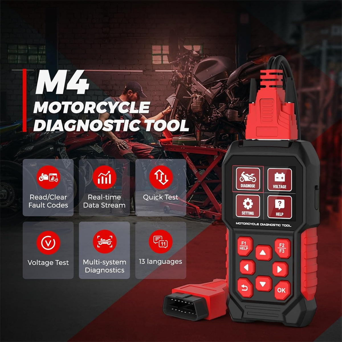 Motorfiets Diagnostisch Gereedschap – Motorfiets Scantool – Code Lezer – Diagnose Scanner – Motorfiets Scanner – Breed Compatibel Met Diverse Merken – Eenvoudig Foutcodes Uitlezen En Wissen