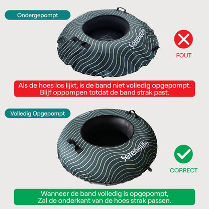 SereneLife Sneeuwband – Opblaasbare Snow Tube voor Skiën & Rodelen, 102/100/122 cm, Harde Kunststof Bodem, Rubber Binnenband, Oxford Cover, Sleepkoord, Ideaal voor Wintersport - QUORE
