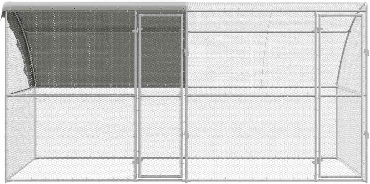 vidaXL Chicken Coop Silver 400 x 200 x 198.5 cm Galvanized steel,