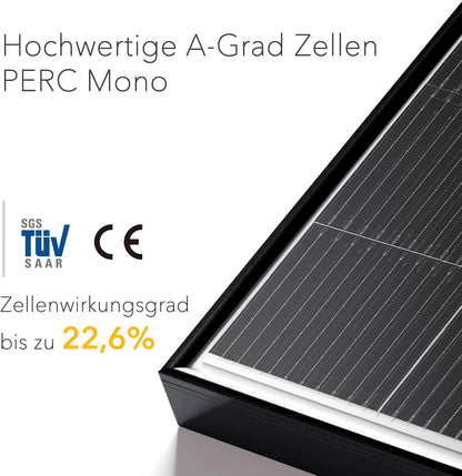 enjoy solar® Monokristallijn zonnepaneel 200W 12V, PERC 9BB – Ideaal voor campers, balkoninstallaties, tuinhuisjes, boten (Zwarte Rand)