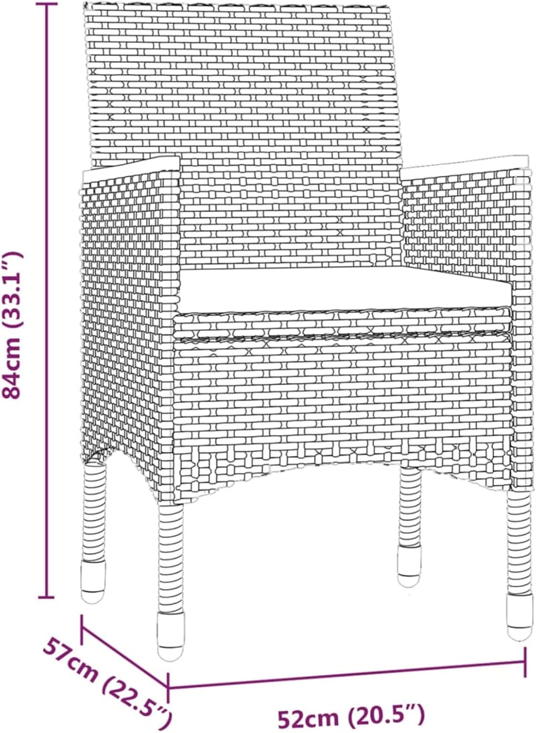 Gecheer Tuinmeubelset, 3-delig, met zwarte kussens, tafel en stoelen, terrasmeubels, type 5 - QUORE