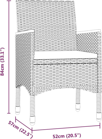 Gecheer Tuinmeubelset, 3-delig, met zwarte kussens, tafel en stoelen, terrasmeubels, type 5 - QUORE