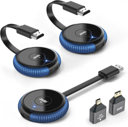 AIMIBO Draadloze HDMI Zender & Ontvanger Set - 2 Zenders, 1 Ontvanger, 165FT/50M Bereik, 4K Decodering, 5G Video Audio Streaming Voor Laptop/DSLR/TV Box/PC/Telefoon