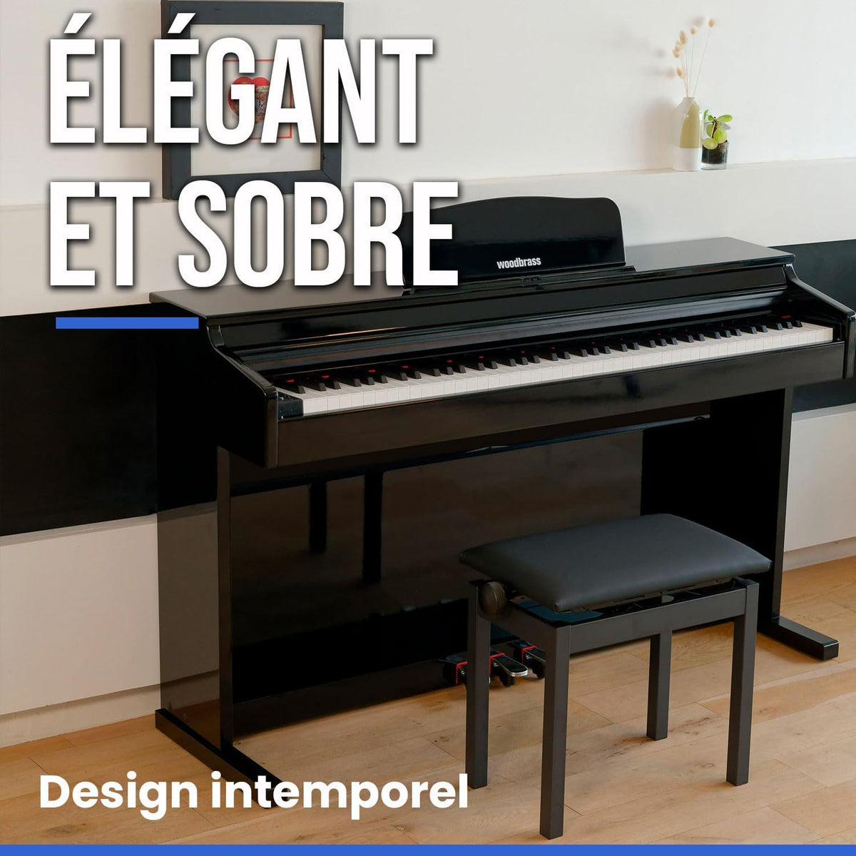 Digitale piano zwart glanzend – Elektrische piano – Pianomeubel – Meubelpiano – 88-toetsen piano – 88 gewogen toetsen met progressieve hammer action – Bluetooth en 3 pedalen inbegrepen
