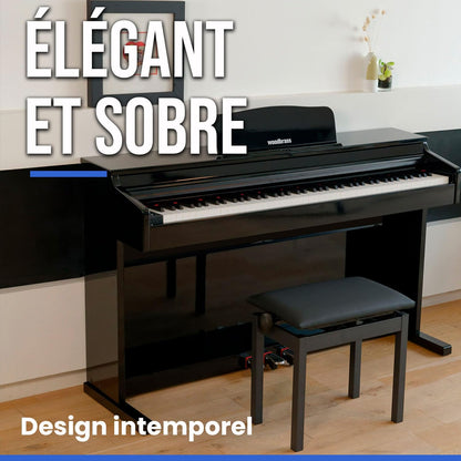 Digitale piano zwart glanzend – Elektrische piano – Pianomeubel – Meubelpiano – 88-toetsen piano – 88 gewogen toetsen met progressieve hammer action – Bluetooth en 3 pedalen inbegrepen