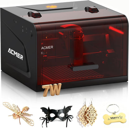 ACMER K1 lasergraveermachine 3500 mW, klasse 1 kleine gesloten veiligheidslasersnijder, nauwkeurigheid 0,01 mm. Zeer nauwkeurige lasergraveermachine voor hout, metaal, acryl, leer, enz.