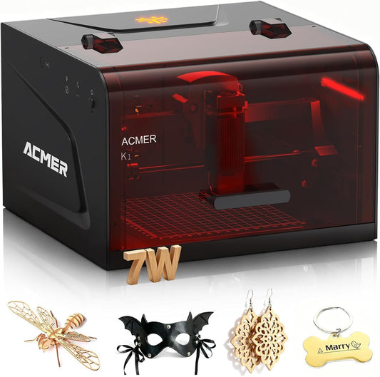 ACMER K1 lasergraveermachine 3500 mW, klasse 1 kleine gesloten veiligheidslasersnijder, nauwkeurigheid 0,01 mm. Zeer nauwkeurige lasergraveermachine voor hout, metaal, acryl, leer, enz.