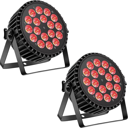 DMX RGBW podiumlamp, 2 stuks, 18 leds, DJ-effect, met stroboscoop/stem/DMX512, bediening van modi, 8 kanalen, lichtspelletjes voor DJ Disco Bruiloft Club