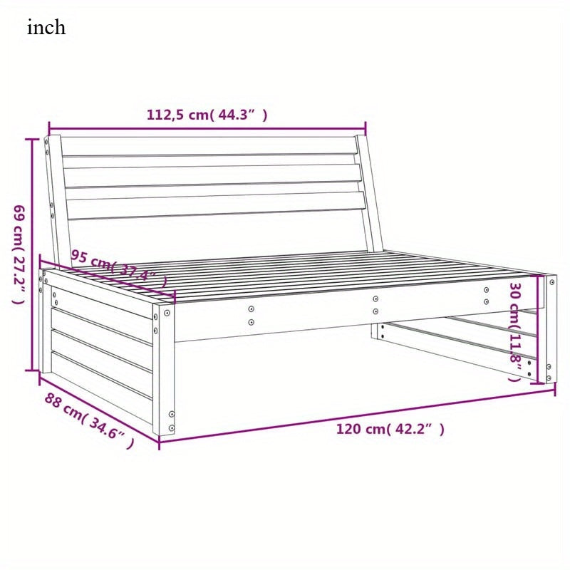 Buitensofa – Tuinbank – Loungebank – Patio Meubel – Terrasbank – Massief Grenen – Weerbestendig Design – Comfortabele Schuimkussens – Wit 120x80 cm