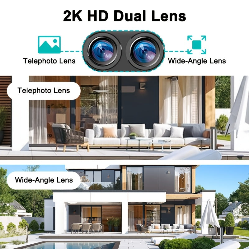Bewakingscamera – Beveiligingscamera – Buitencamera – Camerabewaking – Draadloze camera – 1440p HD Dual Lens – Zonnepaneel en PTZ bediening