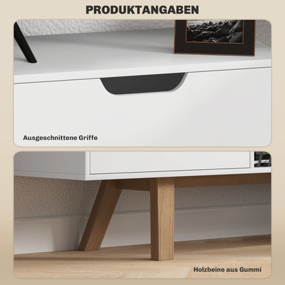 TV-kast – Tv-meubel – Lowboard – Mediameubel – Wandmeubel – Wit – Geschikt voor tv tot 65 inch – Kabelmanagement en ruime opbergladen