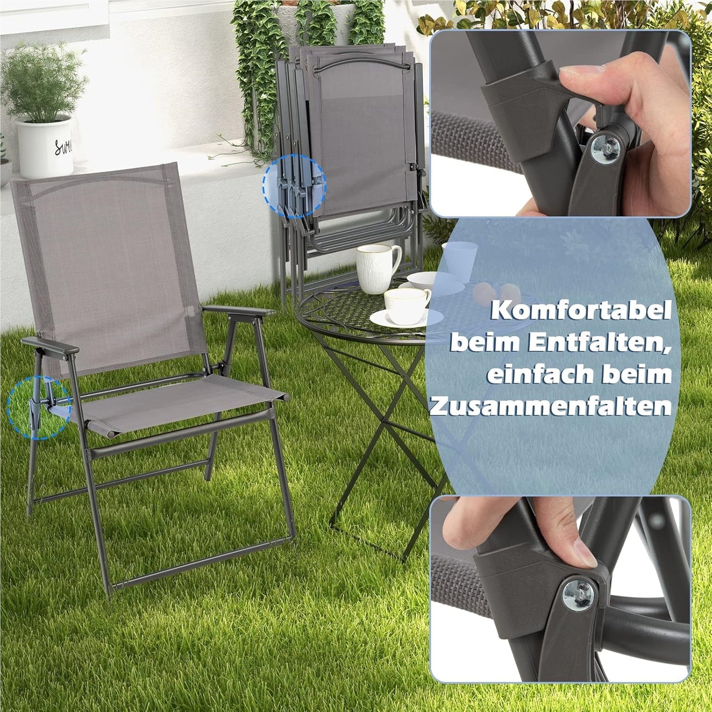 Tuinstoelen – Klapstoelen – Balkonstoelen – Terrasstoelen – Tuinmeubilair – Weerbestendig – Inklapbaar met Armleuningen