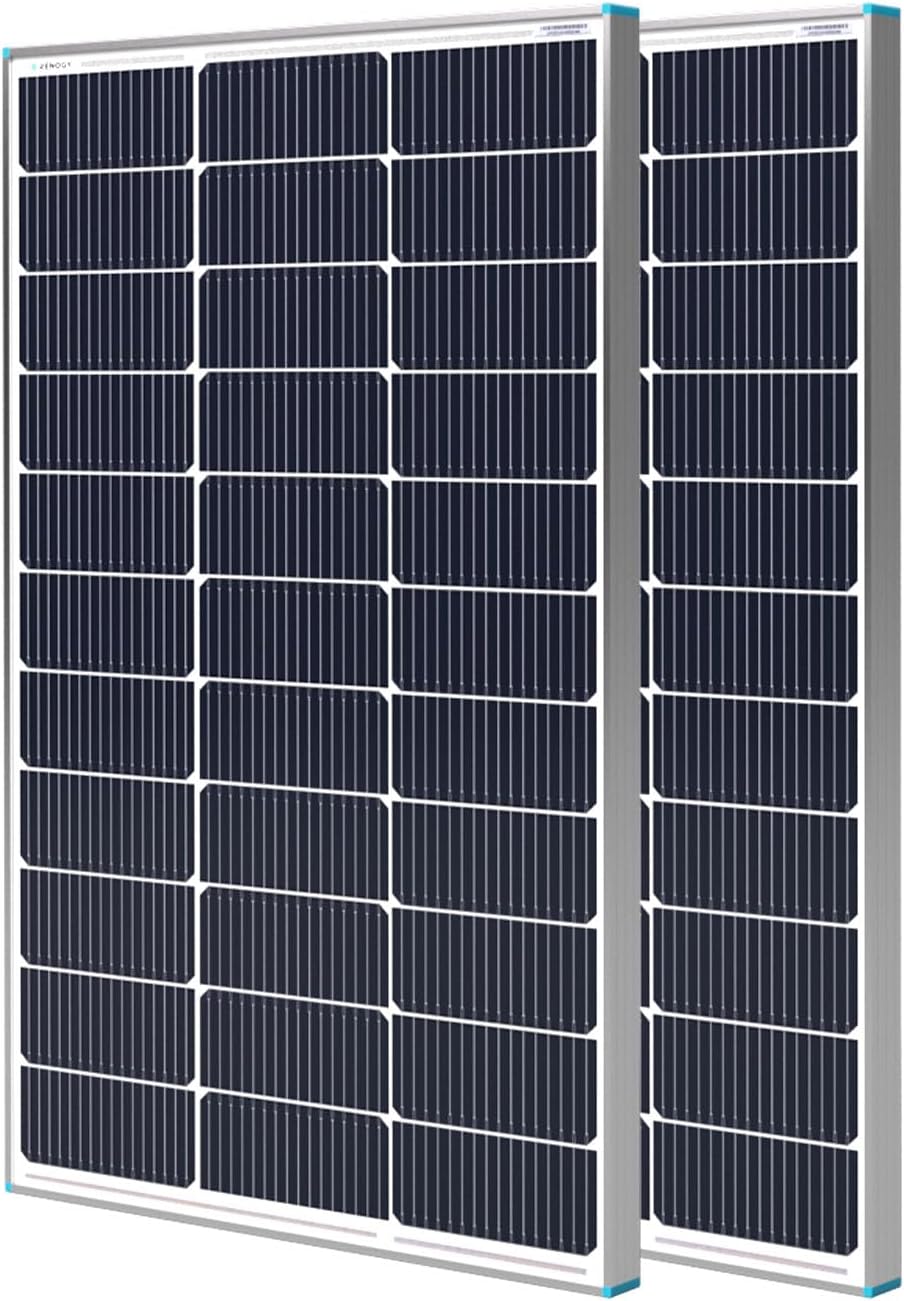 Renogy 2 zonnepanelen 100 watt 12 volt, zeer efficiënte monokristallijn PV-module, oplader voor camper, marine, dak, boerderij, batterijen en andere netonafhankelijke toepassingen, 2 stuks 100 W