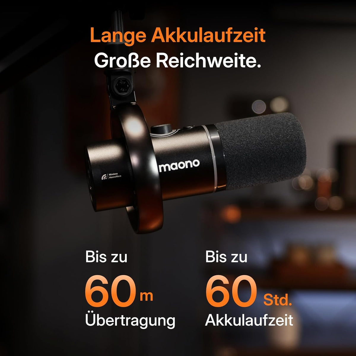 MAONO PD200W hybride podcast-microfoon voor pc, draadloos, USB en XLR, dynamische microfoonset met software, ruisonderdrukking, mute-schakeling, voor podcast, streaming, opnames, thuisstudio