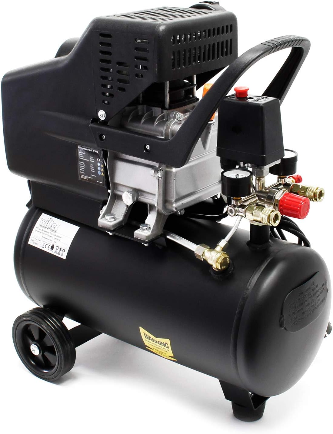 Luchtcompressor – Persluchtcompressor – Compressor – Bandenpomp – Sproeipistool – 24 Liter Luchtreservoir – Inclusief 13-Delige Persluchtset