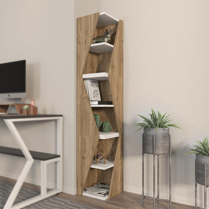 Elegant Walnoot & White Bookshelf, 165 cm hoogte, 31,8 cm breedte, 100% melamine gecoat deelbord, 18 mm dik, stijlvolle opslag voor moderne woningen