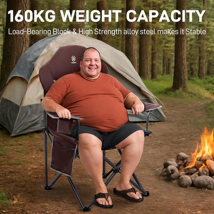 EVER ADVANCED Luxe campingstoel, opvouwbaar, belastbaar tot 160 kg, ultragroot met hoge rugleuning, comfortabel beklede klapstoel, camping, tuin, balkon, strand, campingstoel, tuinstoel, visstoel