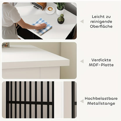 Hondenbench – Hondenkooi – Dierenkooi – Hondenrek – Hondenhok – Wit – Duurzaam IJzermateriaal – Vergrendelbare Deur Met Draaibare Voerbak - QUORE