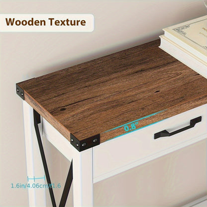 Sidetable – Consoletafel – Haltafel – Wandtafel – Bijzettafel – Wit – 102x30x79 cm – 2 Lades met Opbergruimte