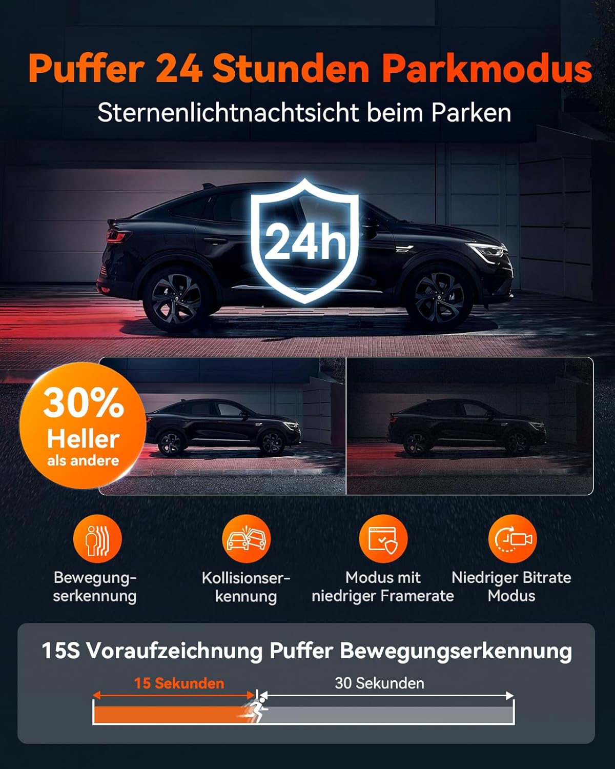 Vantrue S1 Pro 2.5K 60fps Dual Dashcam WiFi nachtzicht STARVIS 2 HDR spraakbesturing geïntegreerde GPS-modus