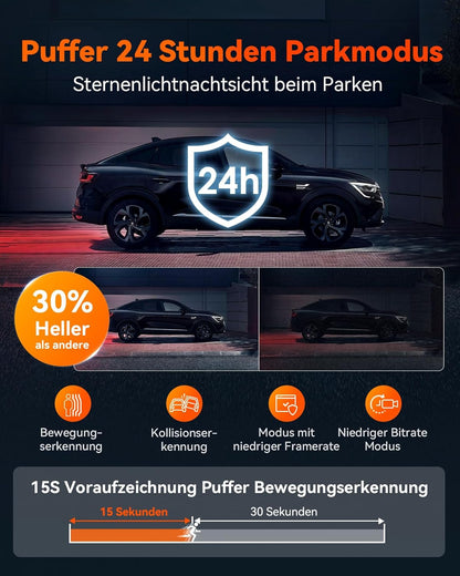 Vantrue S1 Pro 2.5K 60fps Dual Dashcam WiFi nachtzicht STARVIS 2 HDR spraakbesturing geïntegreerde GPS-modus
