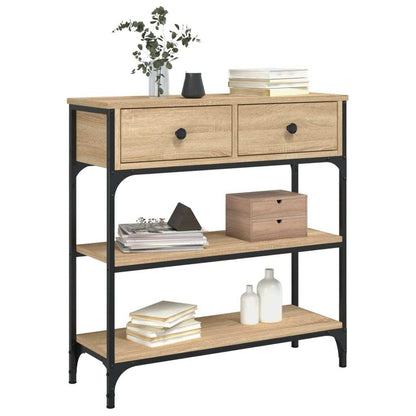 Sidetable – Consoletafel – Wandtafel – Haltafel – Bijzettafel – Sonoma Eiken – MDF En Metaal – Compact Ontwerp Met Opbergruimte