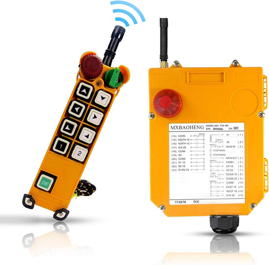 MXBAOHENG Kraan Hoist Control Double-speed Hoist Radio Control Draadloze Crane Controller voor Lier & Windlass & Hijstoestel & Kraan F24-8D (1zender & 1 ontvanger) (AC 12-36V 50-60HZ)