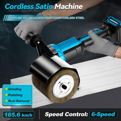 Accu-borstelslijper, compatibel met Makita 18 V, 8000 tpm, borstelloos, 800 W, verbeterde satijnmachine voor buitenrenovaties, 2 waaierborstels en accessoires (zonder accu)