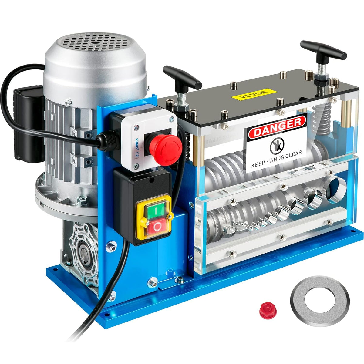 VEVOR Elektrische stripmachine 370 W 1,5 mm - 38 mm kabel stripper machine draden 11 kanalen 10 messen voor het recyclen van koperdraden/verwijderen kunststof isolatie rubber