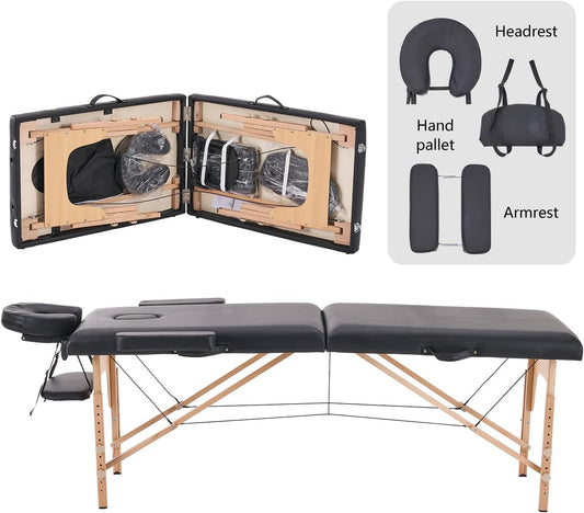 Massagetafel – Behandelbank – Massagebed – Verzorgingstafel – Wimpertafel – Zwart – 60 Cm Breed – Opvouwbaar – 8-Voudig Verstelbaar