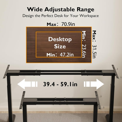 BONTEC Height Adjustable Electric Desk Height Adjustable Stable Standing Desk - QUORE