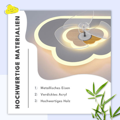 Plafondventilator met verlichting Dimbaar Wolke Ventilator Plafondlamp Houten LED Plafondventilator met afstandsbediening 52W 6 Wind Modern plafondventilatorlicht voor woonkamer slaapkamer,60CM