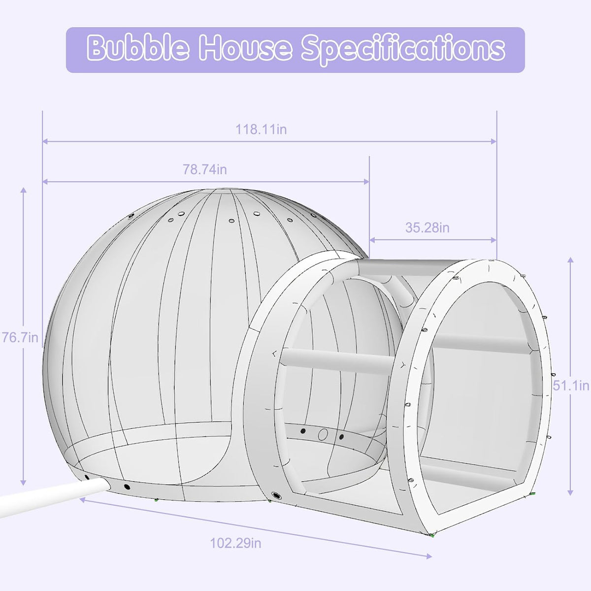 Opblaasbaar bellenhuis 3 m, TPU bellentent voor kinderen en volwassenen, met blazer en pomp, bubbelhuis voor binnen en buiten, tuin, achtertuin, verjaardag, bruiloft, feest