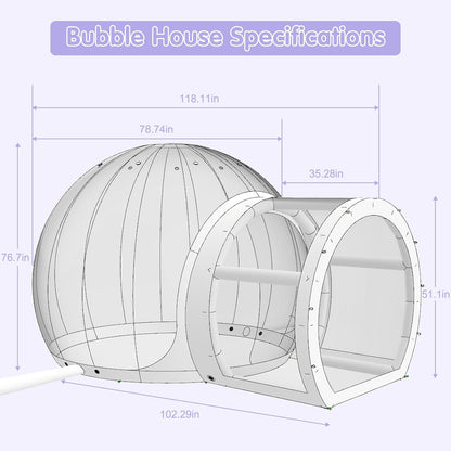 Opblaasbaar bellenhuis 3 m, TPU bellentent voor kinderen en volwassenen, met blazer en pomp, bubbelhuis voor binnen en buiten, tuin, achtertuin, verjaardag, bruiloft, feest