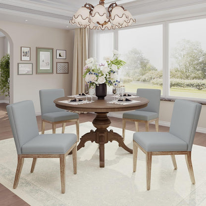 COLAMY Set van 4 eetkamerstoelen, moderne eetkamerstoelen met stoffen bekleding, keukenstoelen in landelijke stijl voor restaurant en woonkamer, grijs