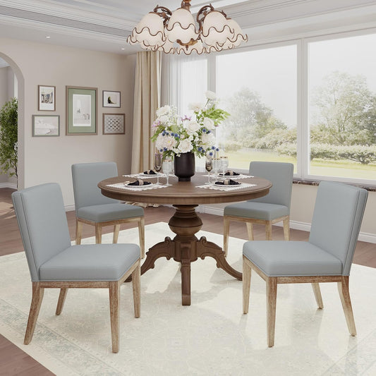 COLAMY Set van 4 eetkamerstoelen, moderne eetkamerstoelen met stoffen bekleding, keukenstoelen in landelijke stijl voor restaurant en woonkamer, grijs