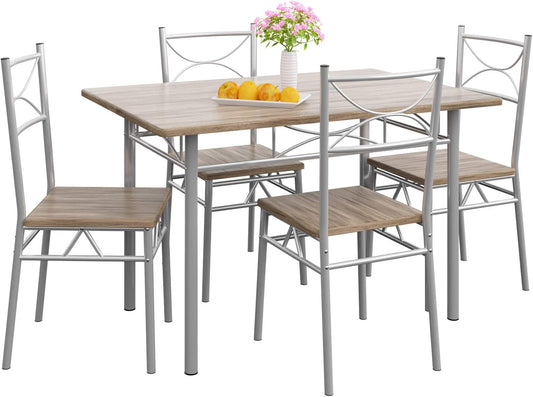 Eethoek – Eettafel Set – Eetkamermeubel – Keukentafel – Stoelenset – Compact 110x70 cm – Gepoedercoat Stalen Frame