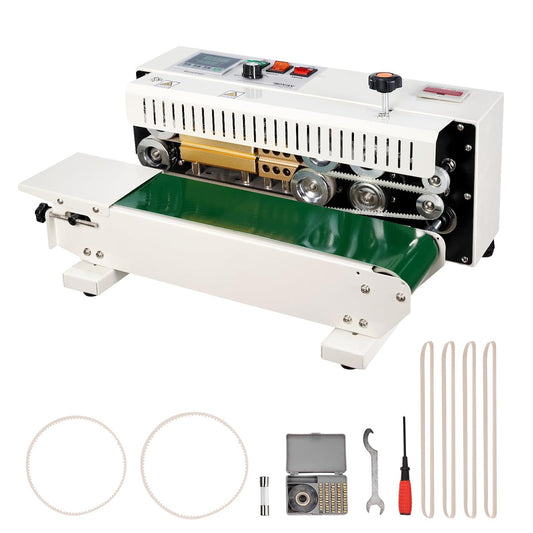 Zakkensealer – Bandsealer – Continue Sealmachine – Zakverzegelaar – Folieverzegelaar – Horizontale Verzegeling – Digitale Temperatuurregeling – Tel- En Printfunctie