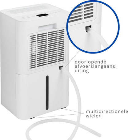 Luchtontvochtiger – Ontvochtiger – Vochtvreter – Luchtdroger – Compressorontvochtiger – 10 Liter/24u – Stil 38 dB